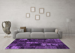 Machine Washable Patchwork Purple Transitional Area Rugs in a Living Room, wshcon2692pur