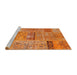 Serging Thickness of Machine Washable Contemporary Orange Red Rug, wshcon2693