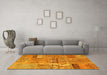 Machine Washable Patchwork Yellow Transitional Rug in a Living Room, wshcon2693yw