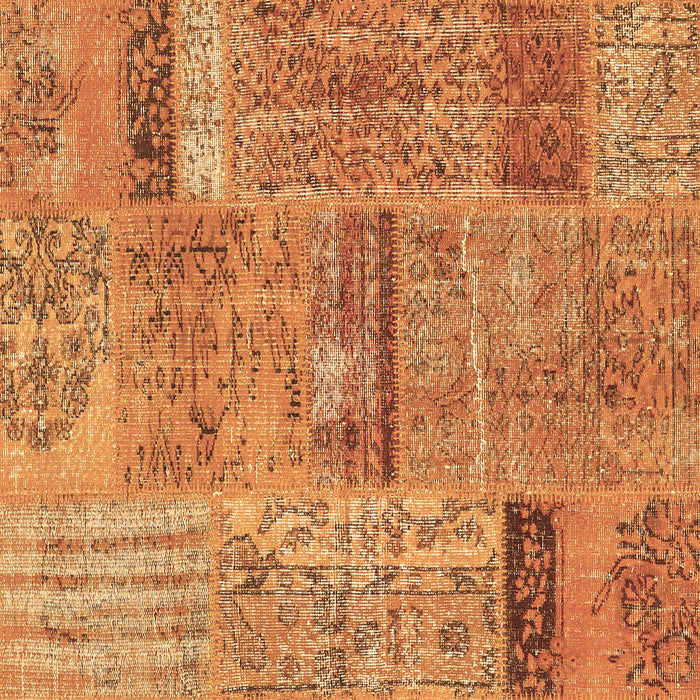 Square Machine Washable Patchwork Brown Transitional Rug, wshcon2693brn