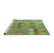 Sideview of Machine Washable Patchwork Turquoise Transitional Area Rugs, wshcon2693turq