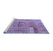 Sideview of Machine Washable Patchwork Blue Transitional Rug, wshcon2693blu