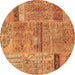 Round Patchwork Brown Transitional Rug, con2693brn