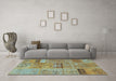 Machine Washable Patchwork Light Blue Transitional Rug in a Living Room, wshcon2693lblu