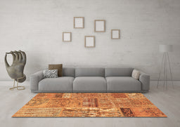 Machine Washable Patchwork Brown Transitional Rug in a Living Room,, wshcon2693brn