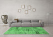 Machine Washable Patchwork Emerald Green Transitional Area Rugs in a Living Room,, wshcon2693emgrn