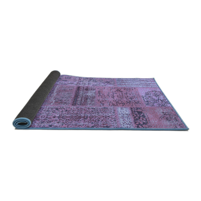 Sideview of Patchwork Blue Transitional Rug, con2693blu