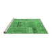 Sideview of Machine Washable Patchwork Emerald Green Transitional Area Rugs, wshcon2693emgrn