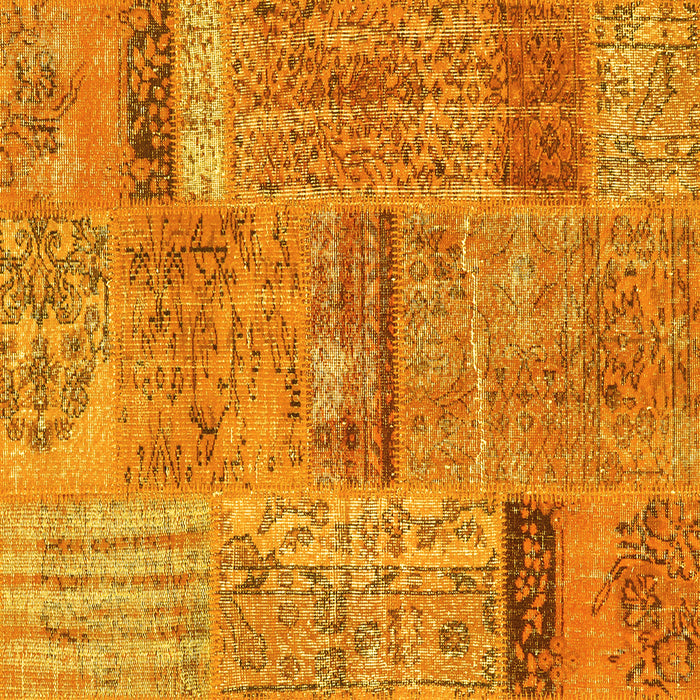 Square Machine Washable Patchwork Yellow Transitional Rug, wshcon2693yw