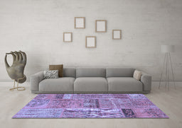 Machine Washable Patchwork Blue Transitional Rug in a Living Room, wshcon2693blu