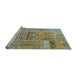 Sideview of Machine Washable Patchwork Light Blue Transitional Rug, wshcon2693lblu