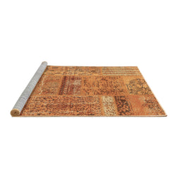 Sideview of Machine Washable Patchwork Brown Transitional Rug, wshcon2693brn