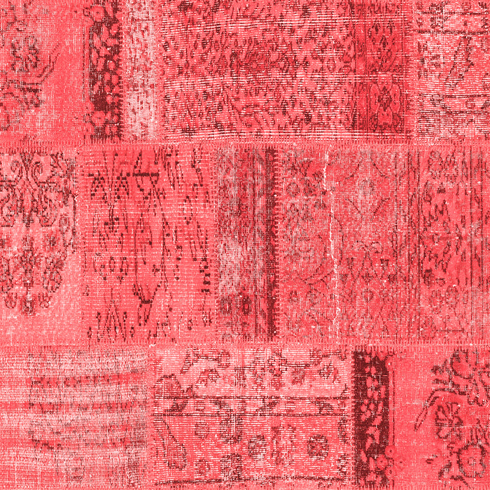 Machine Washable Patchwork Red Transitional Rug, wshcon2693red