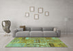 Machine Washable Patchwork Turquoise Transitional Area Rugs in a Living Room,, wshcon2693turq