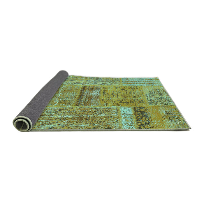 Sideview of Patchwork Turquoise Transitional Rug, con2693turq