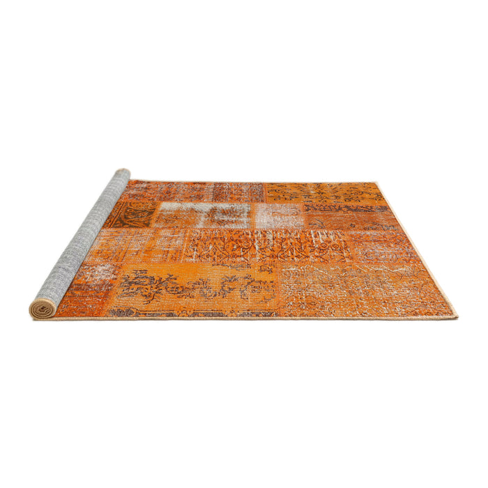 Serging Thickness of Machine Washable Contemporary Orange Red Rug, wshcon2694
