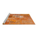 Serging Thickness of Machine Washable Contemporary Orange Red Rug, wshcon2694