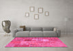 Machine Washable Patchwork Pink Transitional Rug in a Living Room, wshcon2694pnk