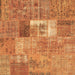 Square Machine Washable Patchwork Brown Transitional Rug, wshcon2694brn