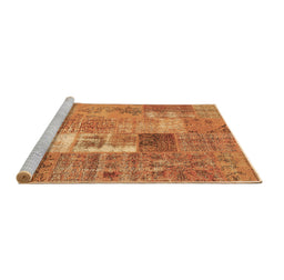 Sideview of Machine Washable Patchwork Brown Transitional Rug, wshcon2694brn