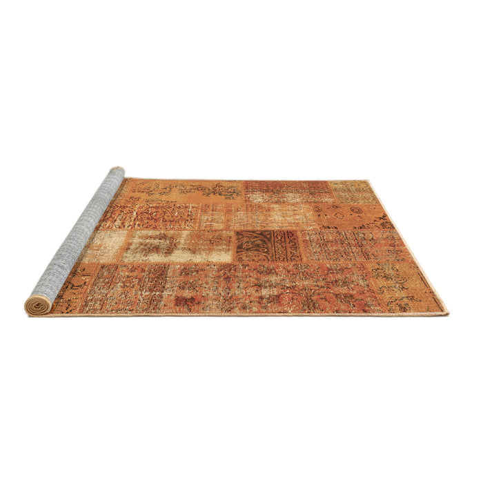 Sideview of Machine Washable Patchwork Brown Transitional Rug, wshcon2694brn