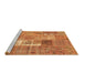 Sideview of Machine Washable Patchwork Brown Transitional Rug, wshcon2694brn