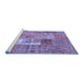 Sideview of Machine Washable Patchwork Blue Transitional Rug, wshcon2694blu