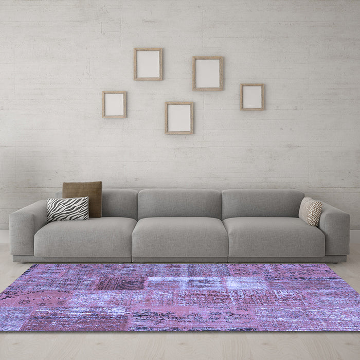 Machine Washable Patchwork Blue Transitional Rug in a Living Room, wshcon2694blu