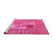 Sideview of Machine Washable Patchwork Pink Transitional Rug, wshcon2694pnk