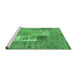 Sideview of Machine Washable Patchwork Emerald Green Transitional Area Rugs, wshcon2694emgrn