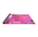 Sideview of Patchwork Purple Transitional Rug, con2695pur