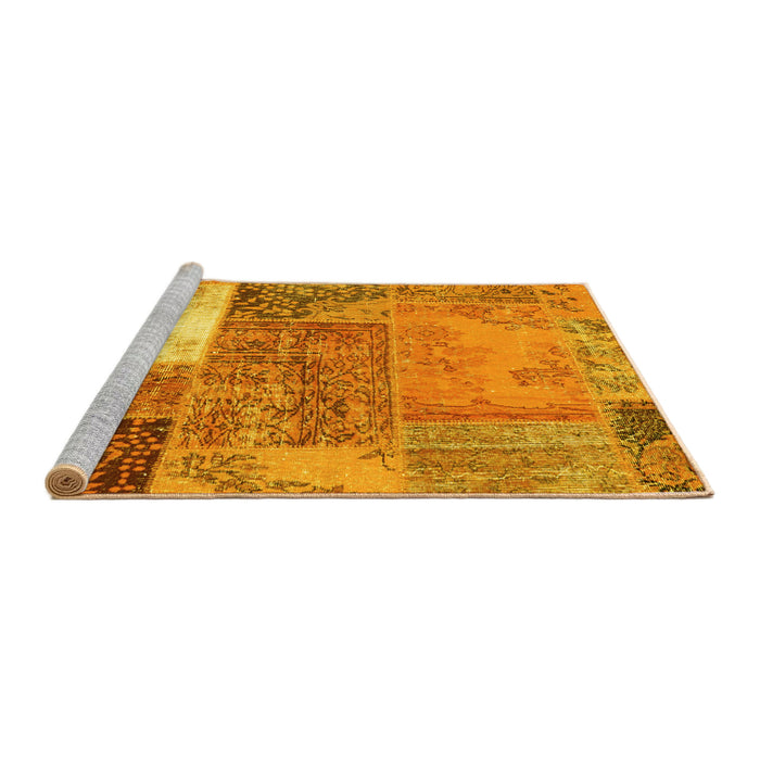 Sideview of Machine Washable Patchwork Yellow Transitional Rug, wshcon2695yw