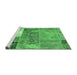 Sideview of Machine Washable Patchwork Emerald Green Transitional Area Rugs, wshcon2695emgrn