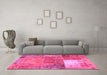 Machine Washable Patchwork Pink Transitional Rug in a Living Room, wshcon2695pnk