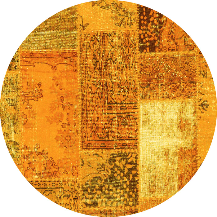 Round Patchwork Yellow Transitional Rug, con2695yw