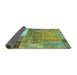 Sideview of Patchwork Turquoise Transitional Rug, con2695turq