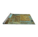 Sideview of Machine Washable Patchwork Light Blue Transitional Rug, wshcon2695lblu