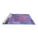 Sideview of Machine Washable Patchwork Blue Transitional Rug, wshcon2695blu