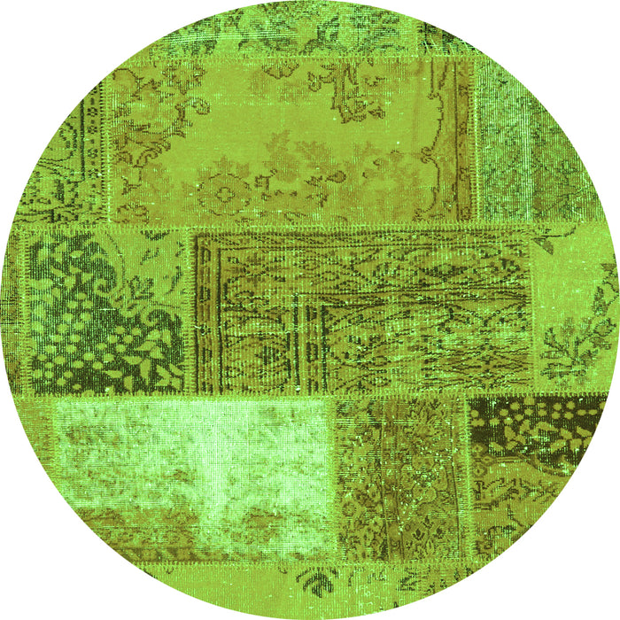 Machine Washable Patchwork Green Transitional Area Rugs, wshcon2695grn