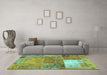 Machine Washable Patchwork Turquoise Transitional Area Rugs in a Living Room,, wshcon2695turq