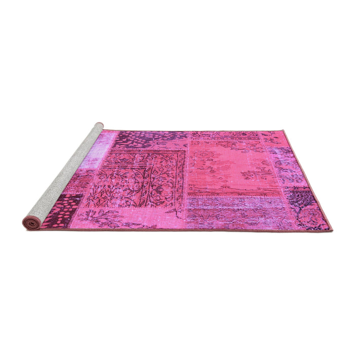 Sideview of Machine Washable Patchwork Purple Transitional Area Rugs, wshcon2695pur