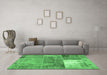 Machine Washable Patchwork Emerald Green Transitional Area Rugs in a Living Room,, wshcon2695emgrn
