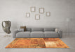 Machine Washable Patchwork Brown Transitional Rug in a Living Room,, wshcon2695brn