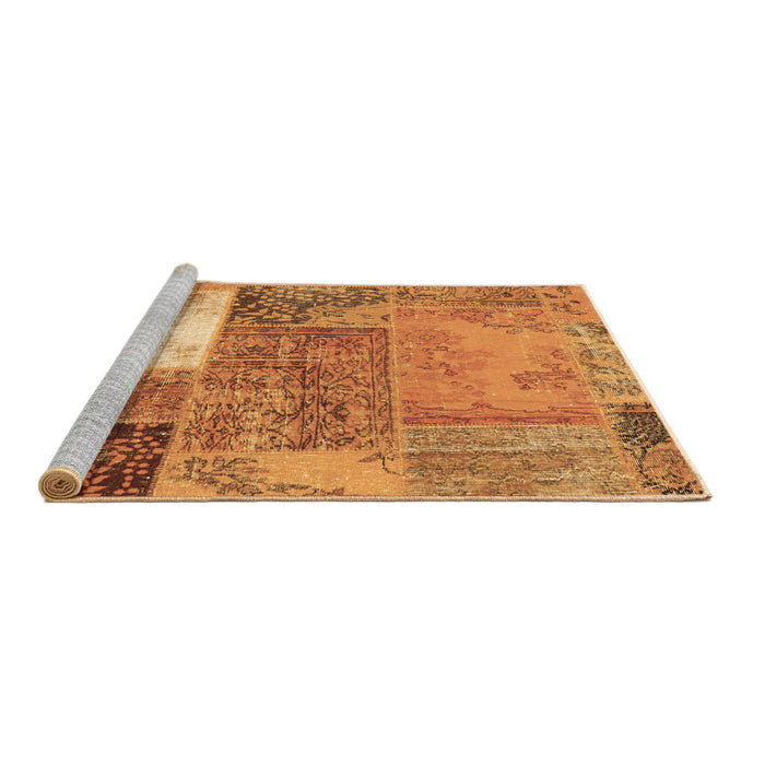 Sideview of Machine Washable Patchwork Brown Transitional Rug, wshcon2695brn