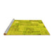 Sideview of Machine Washable Patchwork Yellow Transitional Rug, wshcon2696yw