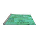 Sideview of Machine Washable Patchwork Light Blue Transitional Rug, wshcon2696lblu