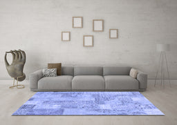 Machine Washable Patchwork Blue Transitional Rug in a Living Room, wshcon2696blu