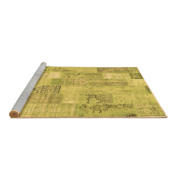 Sideview of Machine Washable Patchwork Brown Transitional Rug, wshcon2696brn