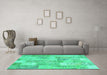 Machine Washable Patchwork Turquoise Transitional Area Rugs in a Living Room,, wshcon2696turq