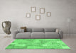 Machine Washable Patchwork Emerald Green Transitional Area Rugs in a Living Room,, wshcon2696emgrn